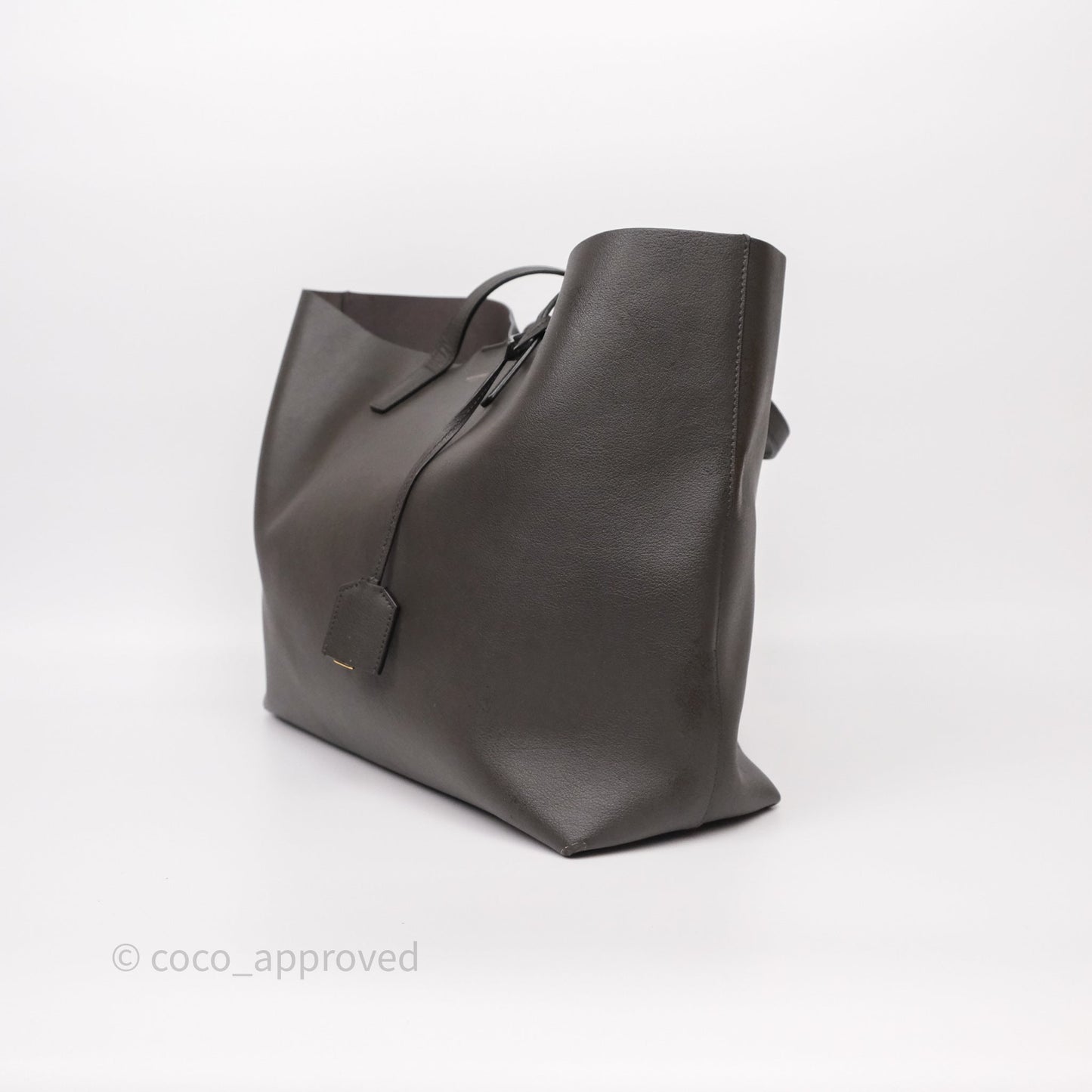 Saint Laurent Large Shopping Tote Dark Grey Calfskin