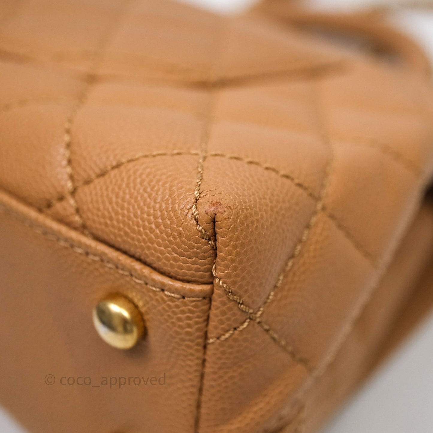 Chanel Small Coco Handle with Chain Handle Beige Caviar Aged Gold Hardware 23P