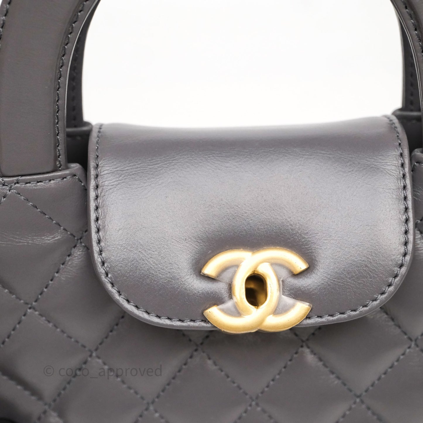 Chanel Kelly Bag Quilted Grey Shiny Crumpled Calfskin Aged Gold Hardware