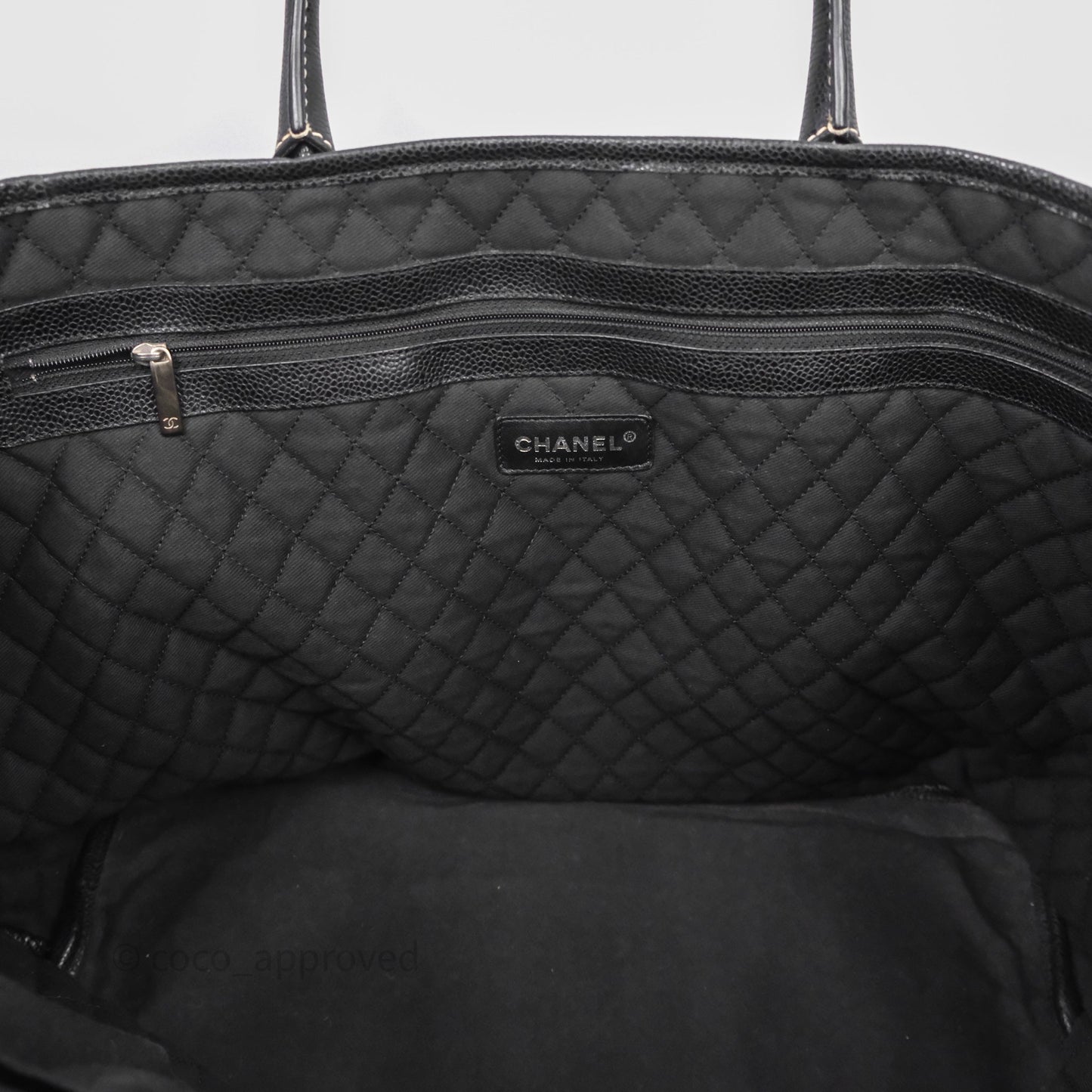 Chanel CC Print Logo Tote Bag Black