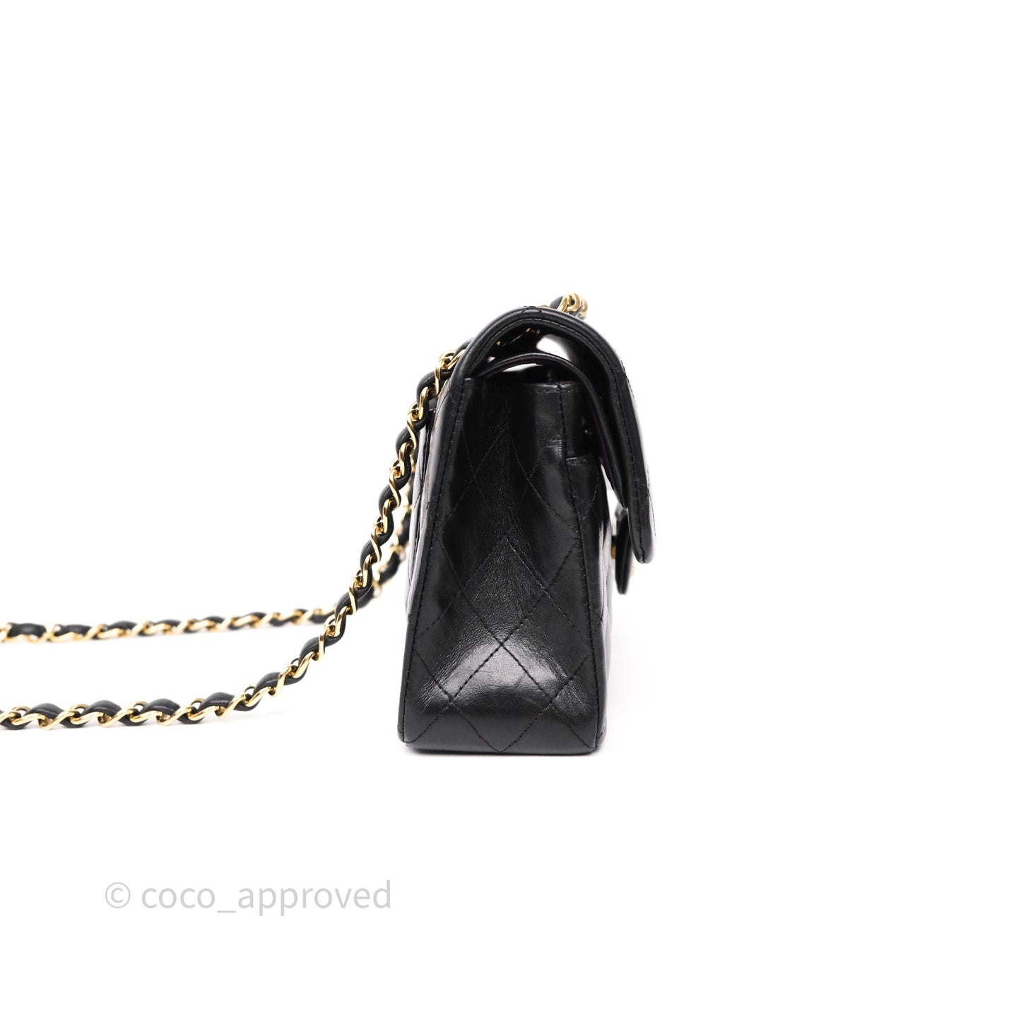 Chanel Small Classic Flap Quilted Black Lambskin Gold Hardware