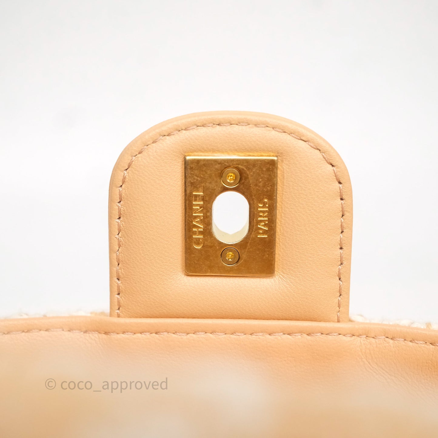 Chanel Vanity Case with Top Handle Orange Apricot Tweed Aged Gold Hardware