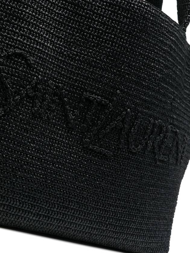 Luxury Saint Laurent Raffia Tote Bag Black