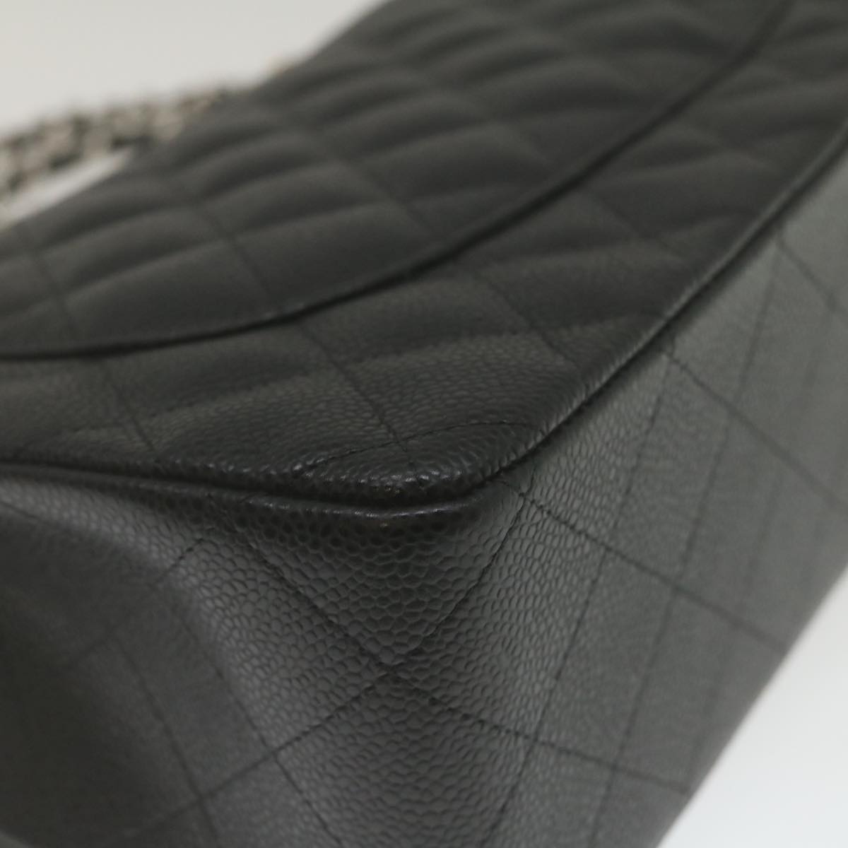 CHANEL Caviar Skin Chain Double Flap Big Matelasse ShoulderBag Black  29507A