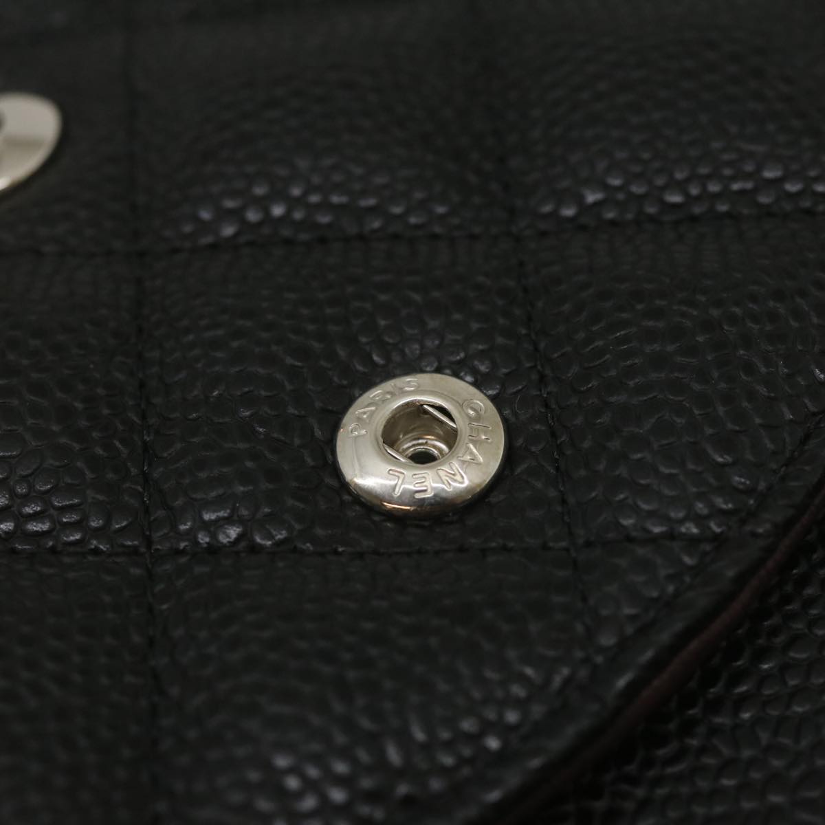CHANEL Caviar Skin Chain Double Flap Big Matelasse ShoulderBag Black  29507A