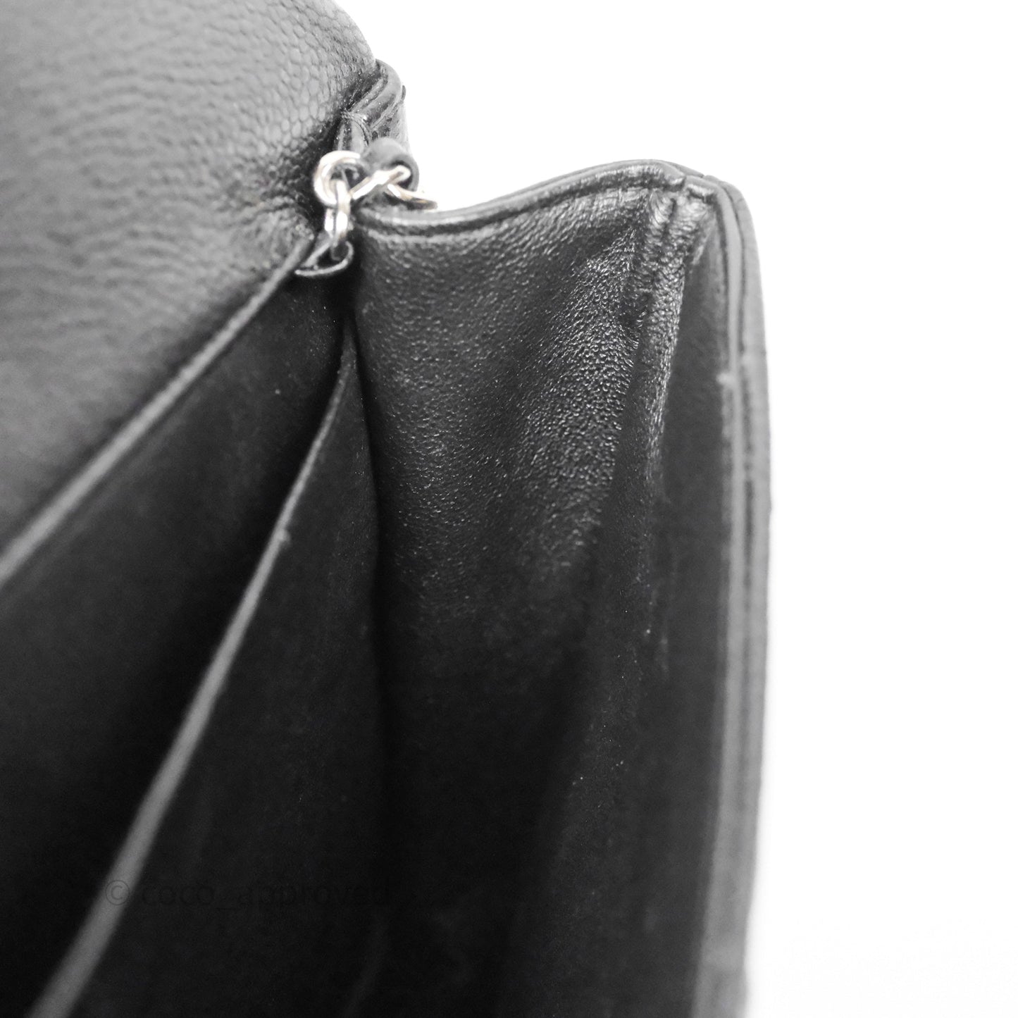 Chanel Quilted Clutch with Chain Black Caviar Silver Hardware