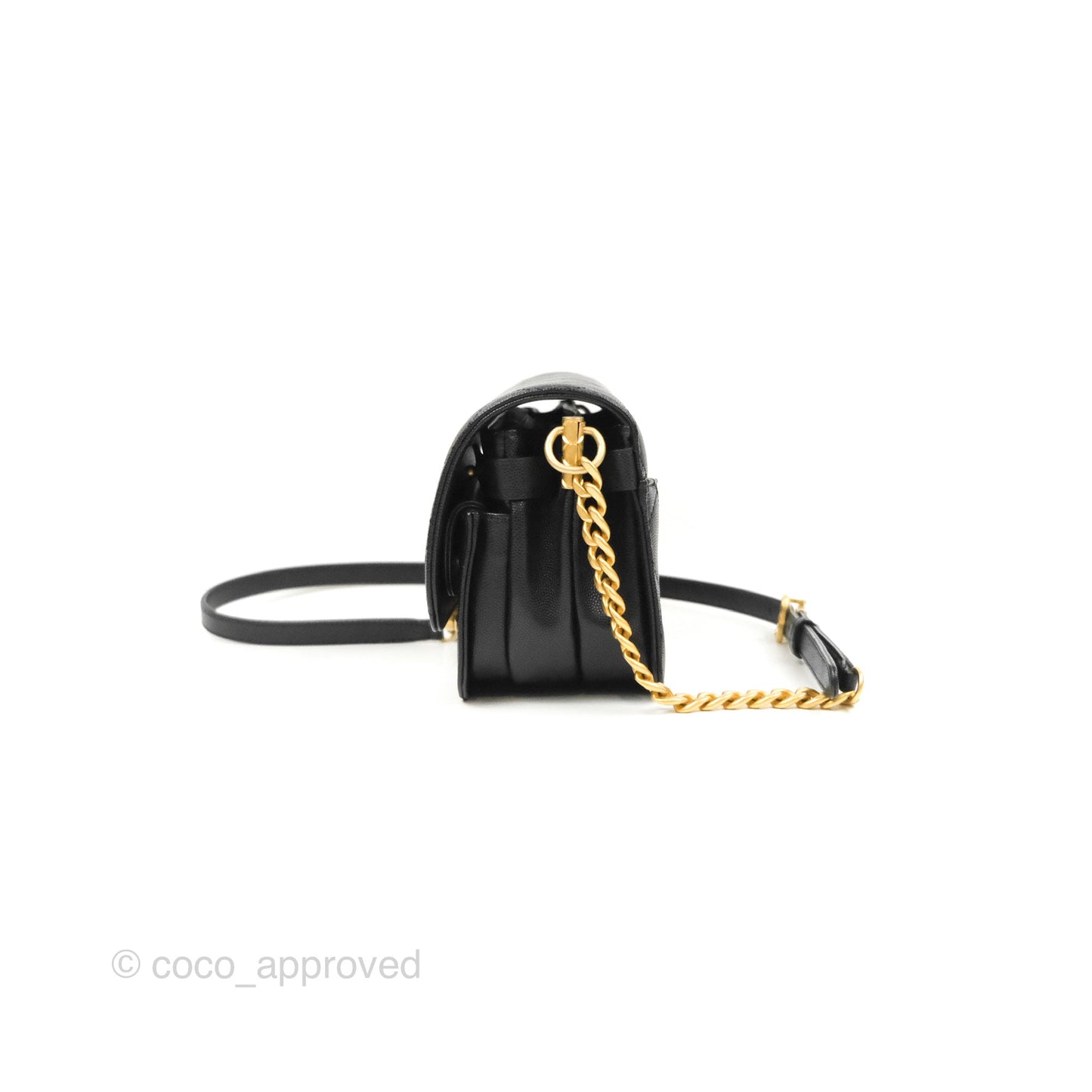Chanel Mini Messenger Bag Black Caviar Aged Gold Hardware 21K