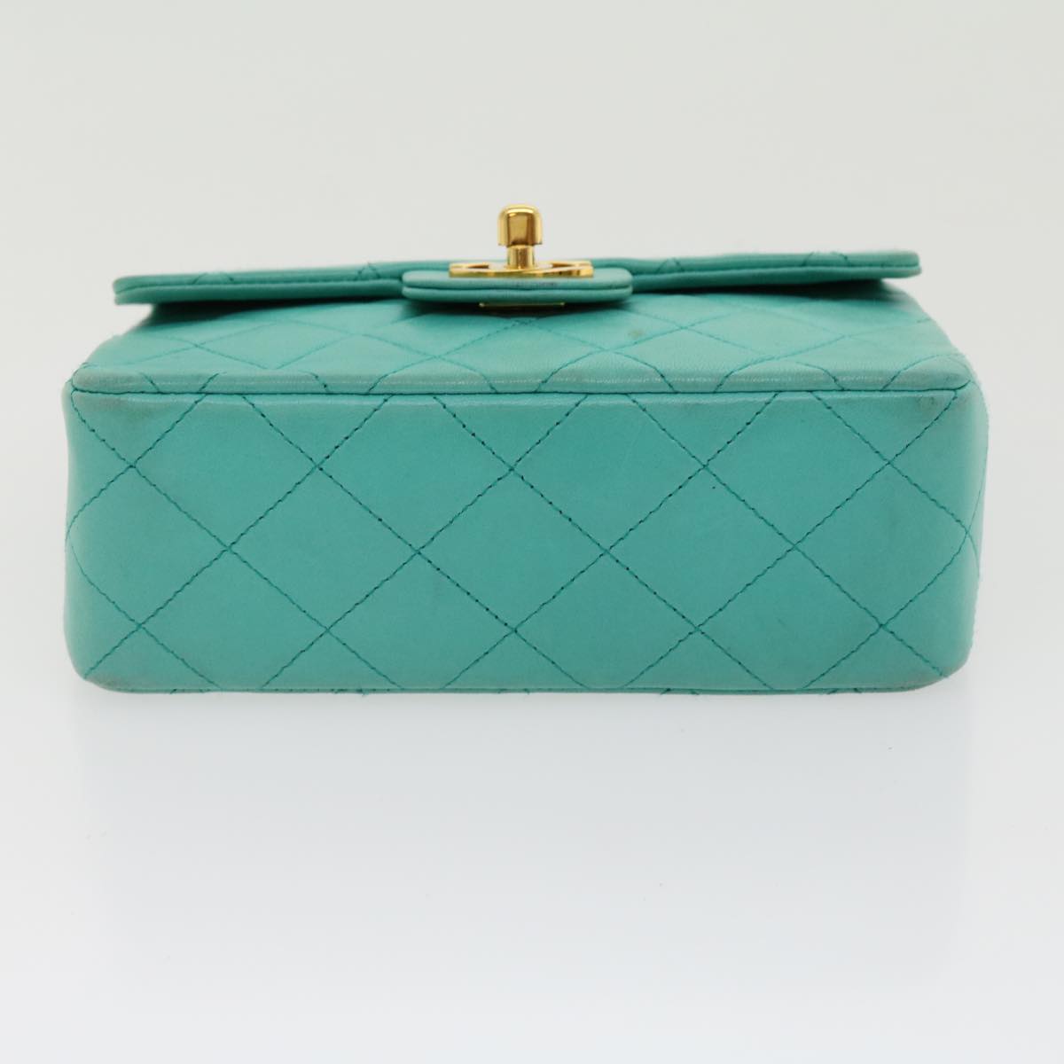CHANEL Mini Matelasse Flap Chain Shoulder Bag Lamb Skin Light Blue  29527A