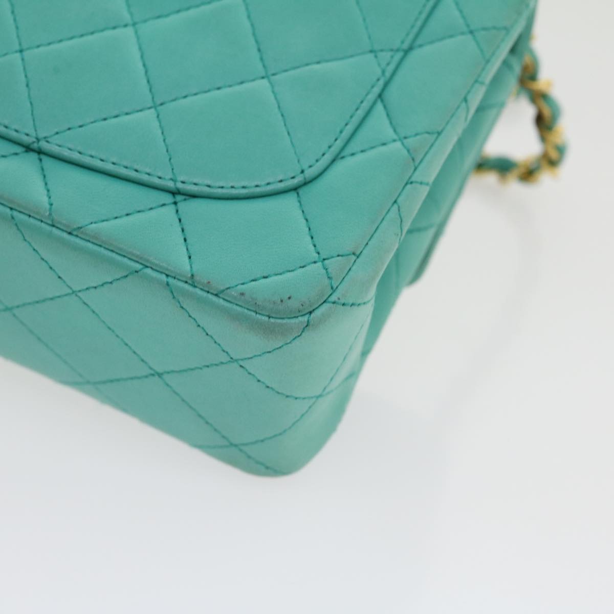 CHANEL Mini Matelasse Flap Chain Shoulder Bag Lamb Skin Light Blue  29527A