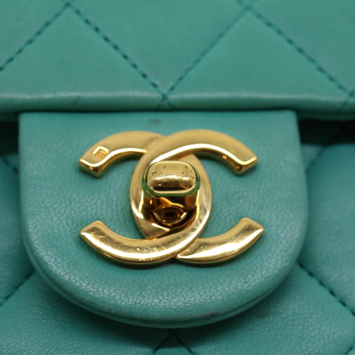 CHANEL Mini Matelasse Flap Chain Shoulder Bag Lamb Skin Light Blue  29527A