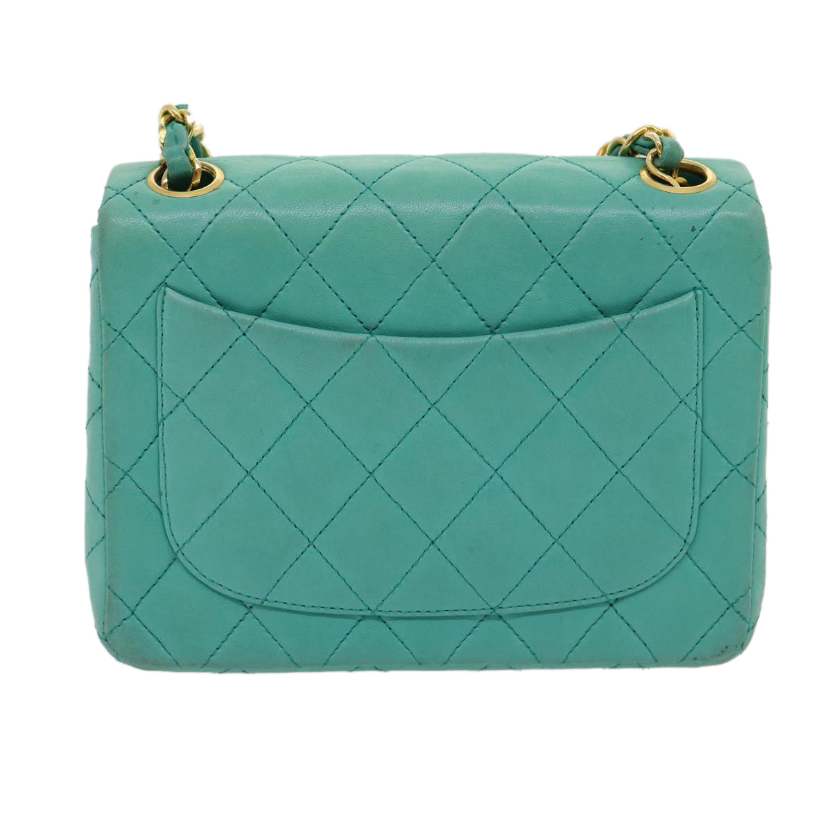 CHANEL Mini Matelasse Flap Chain Shoulder Bag Lamb Skin Light Blue  29527A