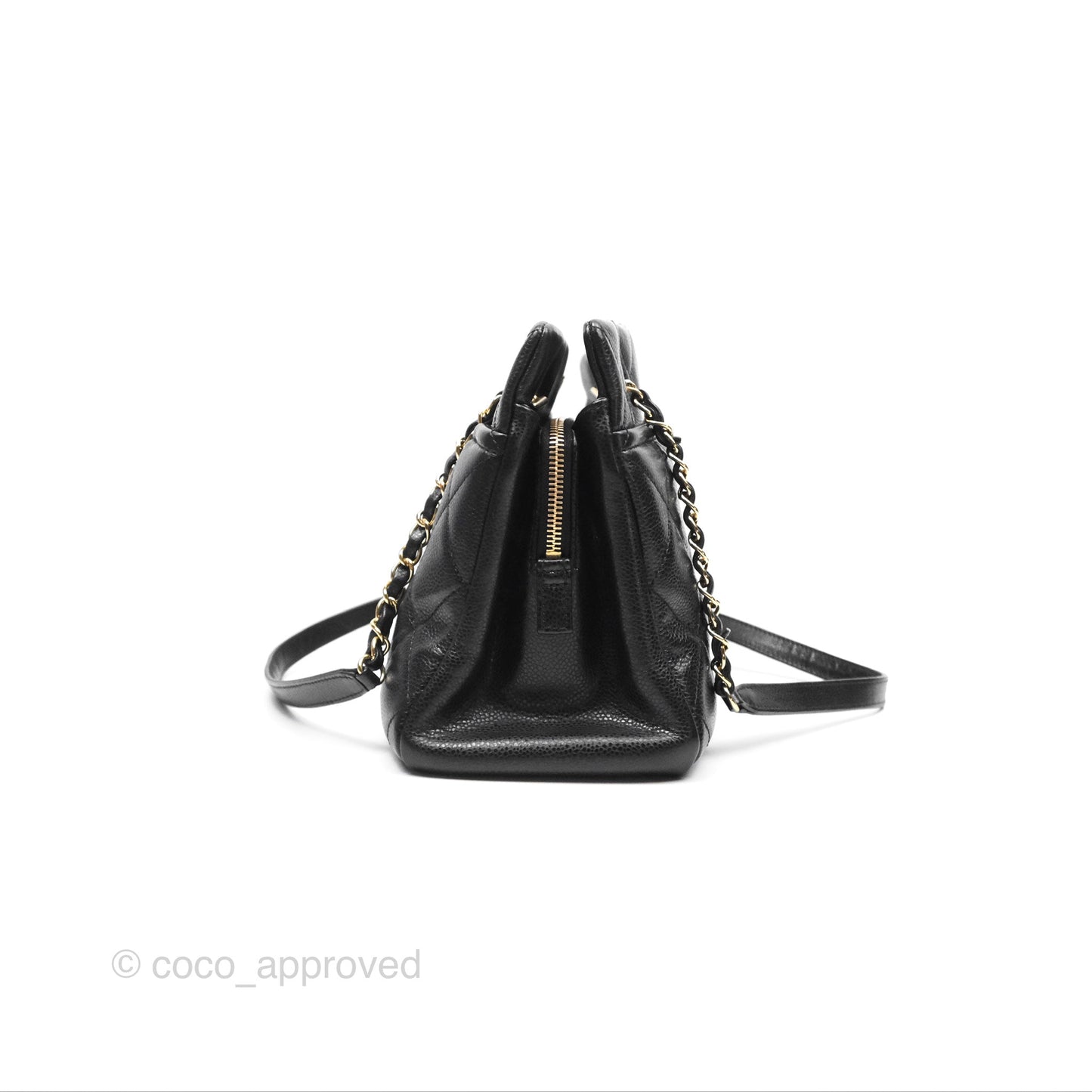 Chanel Quilted Caviar Leather Timeless CC Soft Shopping Tote Bag Black