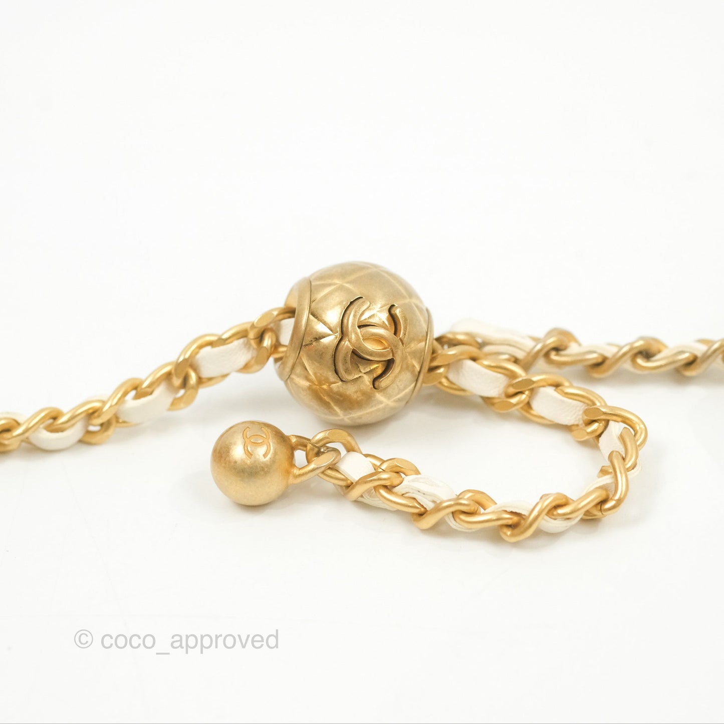Chanel Quilted Pearl Crush Wallet on Chain WOC White Lambskin Aged Gold Hardware