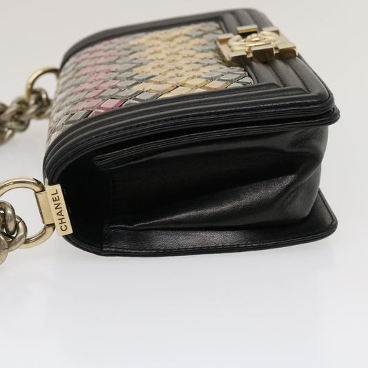 Luxury Chanel Boy  Chain Shoulder Bag Tile Black Multicolor CC  29551A