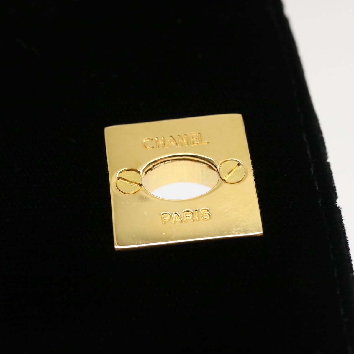 CHANEL Turn Lock Flap Matelasse Hand Bag velvet Black Gold CC  29565A