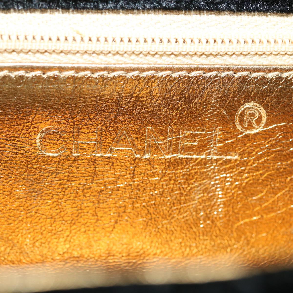 CHANEL Turn Lock Flap Matelasse Hand Bag velvet Black Gold CC  29565A