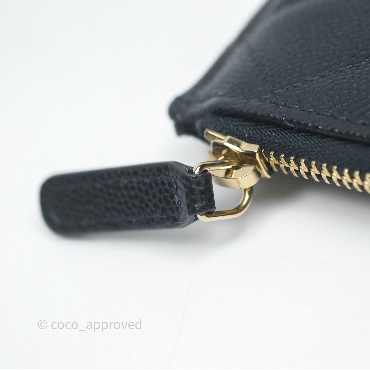 Chanel Classic Flat Navy Caviar Wallet Pouch Gold Hardware