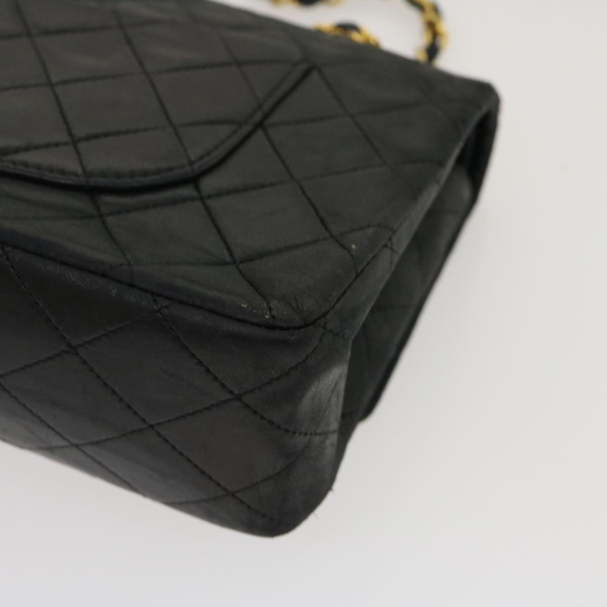CHANEL Classic Matelasse 25 Chain Flap Shoulder Bag Lamb Skin Black  29592A