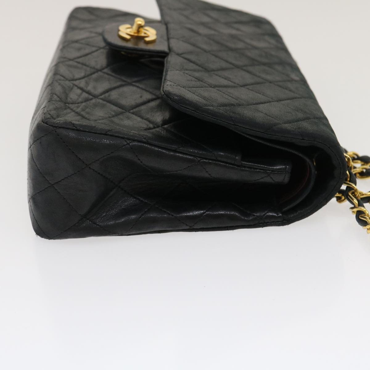 CHANEL Classic Matelasse 25 Chain Flap Shoulder Bag Lamb Skin Black  29592A