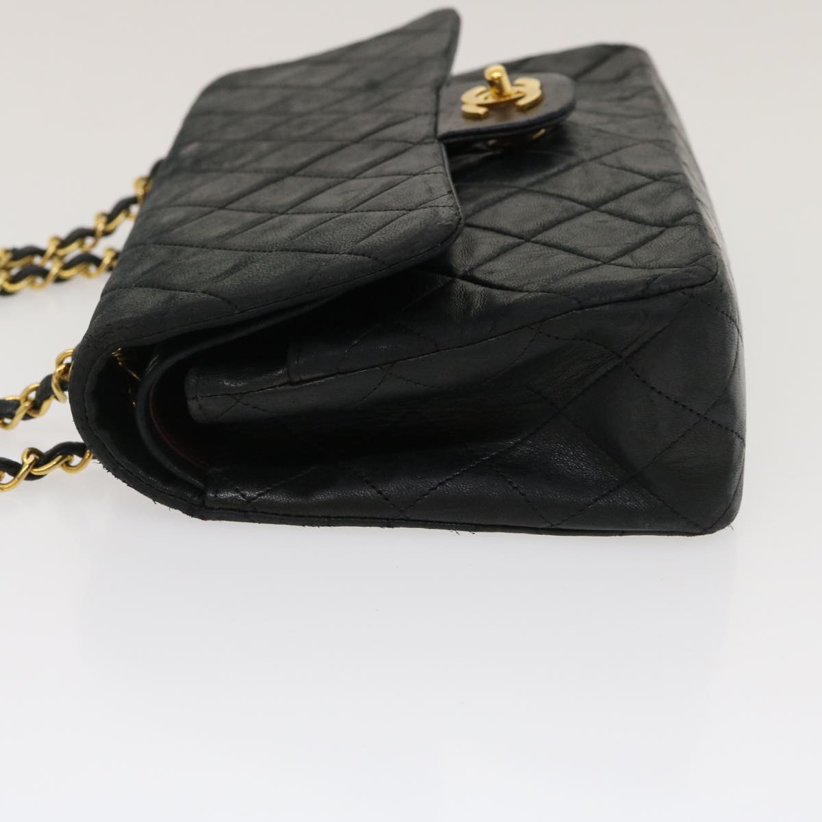 CHANEL Classic Matelasse 25 Chain Flap Shoulder Bag Lamb Skin Black  29592A