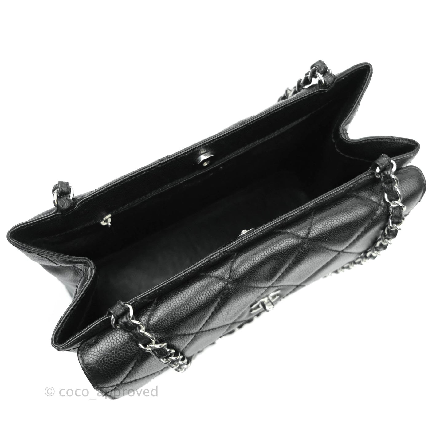 Chanel Quilted Black Caviar Tote Silver Hardware
