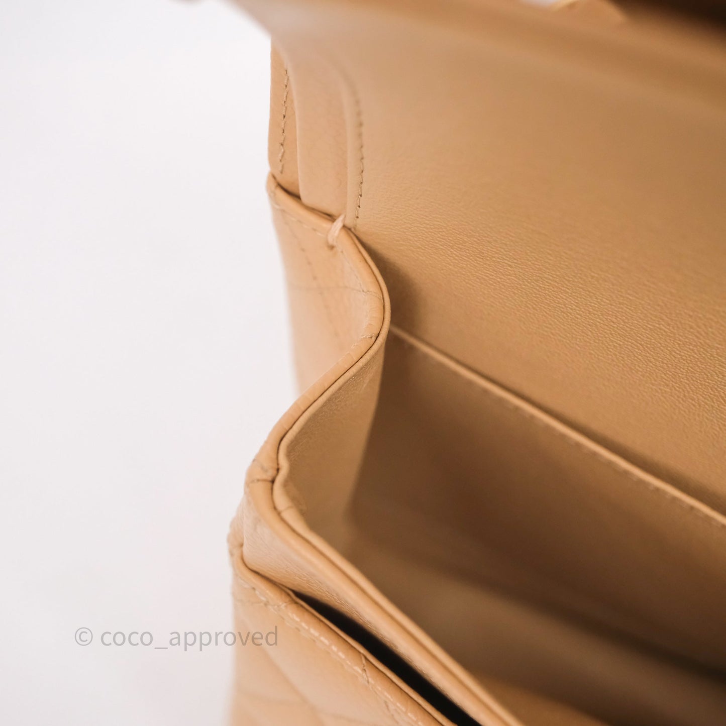 Chanel Classic M/L Medium Flap Quilted Beige Caviar Gold Hardware