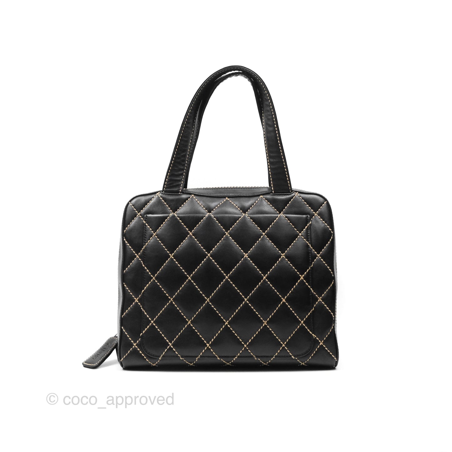 Chanel Vintage Wild Stitch Tote Bag Lambskin Black