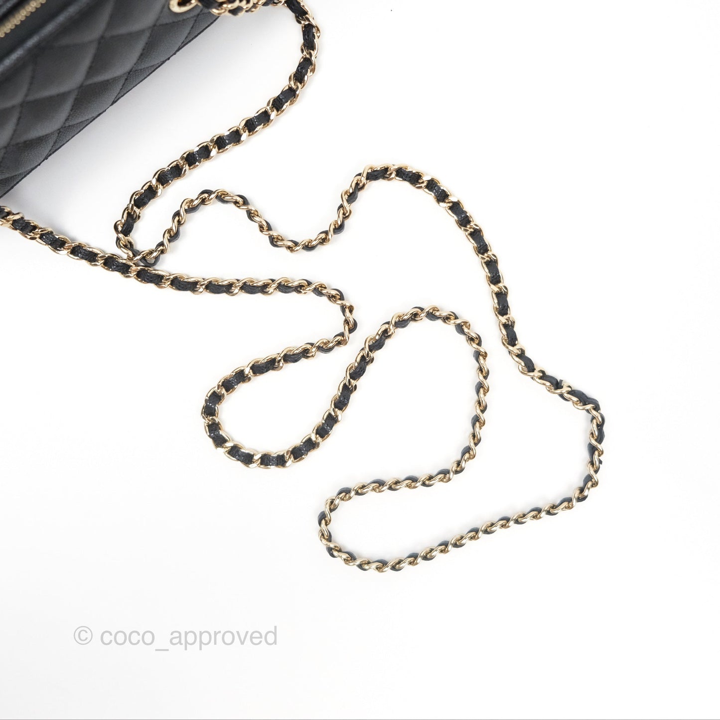 Chanel Vanity Rectangular With Chain Black Caviar Gold Hardware