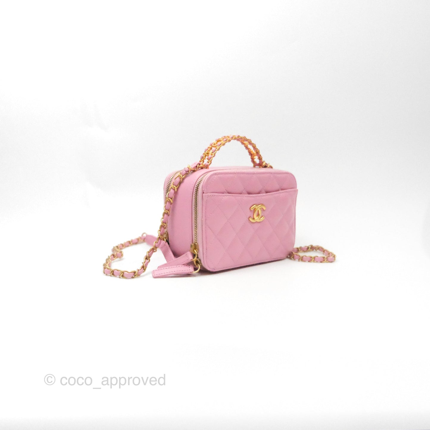 Chanel Caviar Quilted Pick Me Up Small Vanity Case Light Pink