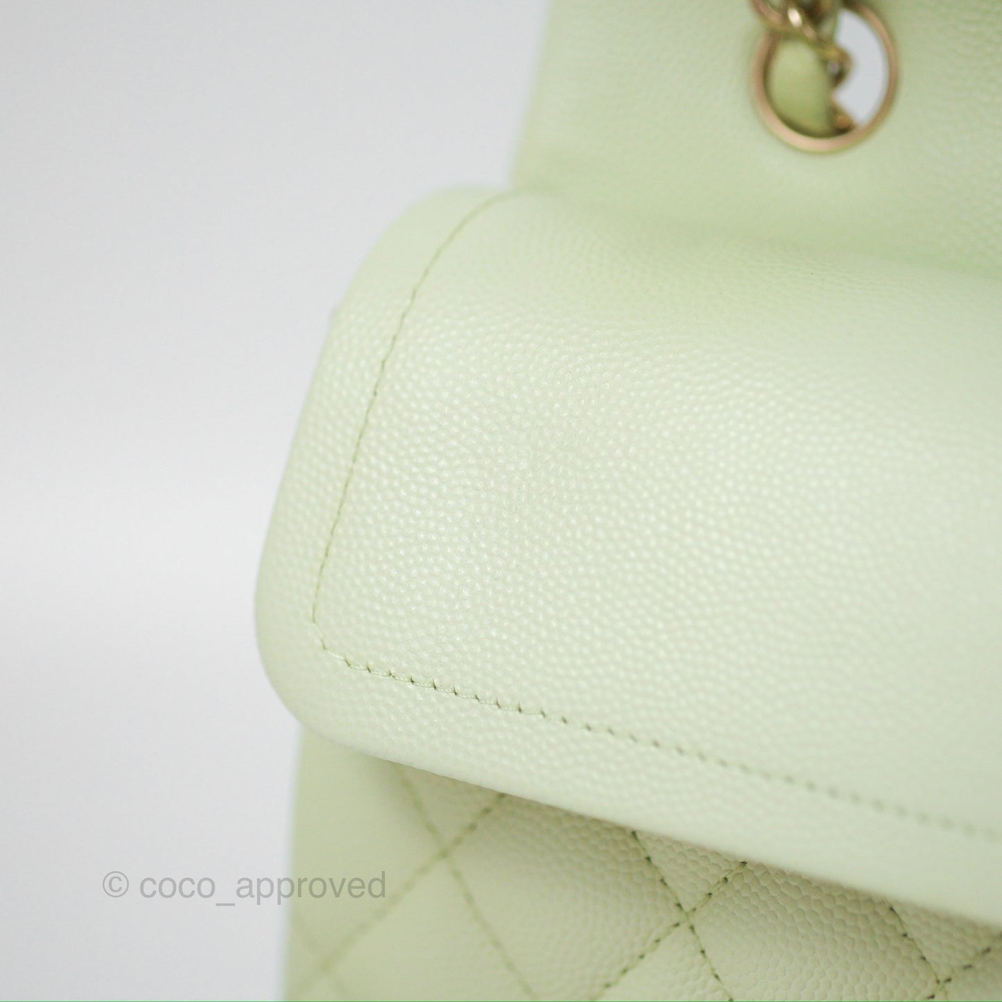 Chanel Small Quilted Classic Flap Mint Green Caviar Gold Hardware 22C