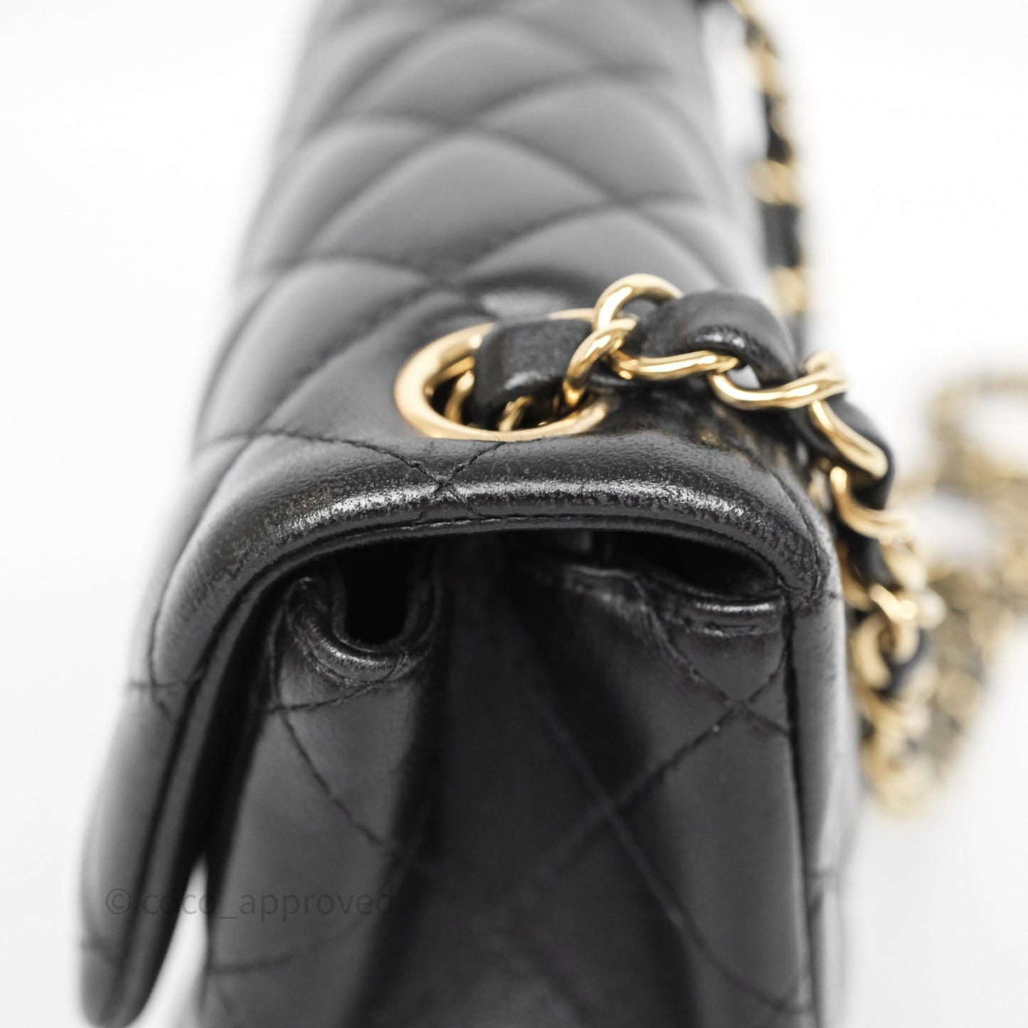 Chanel Mini Square Quilted Black Lambskin Gold Hardware