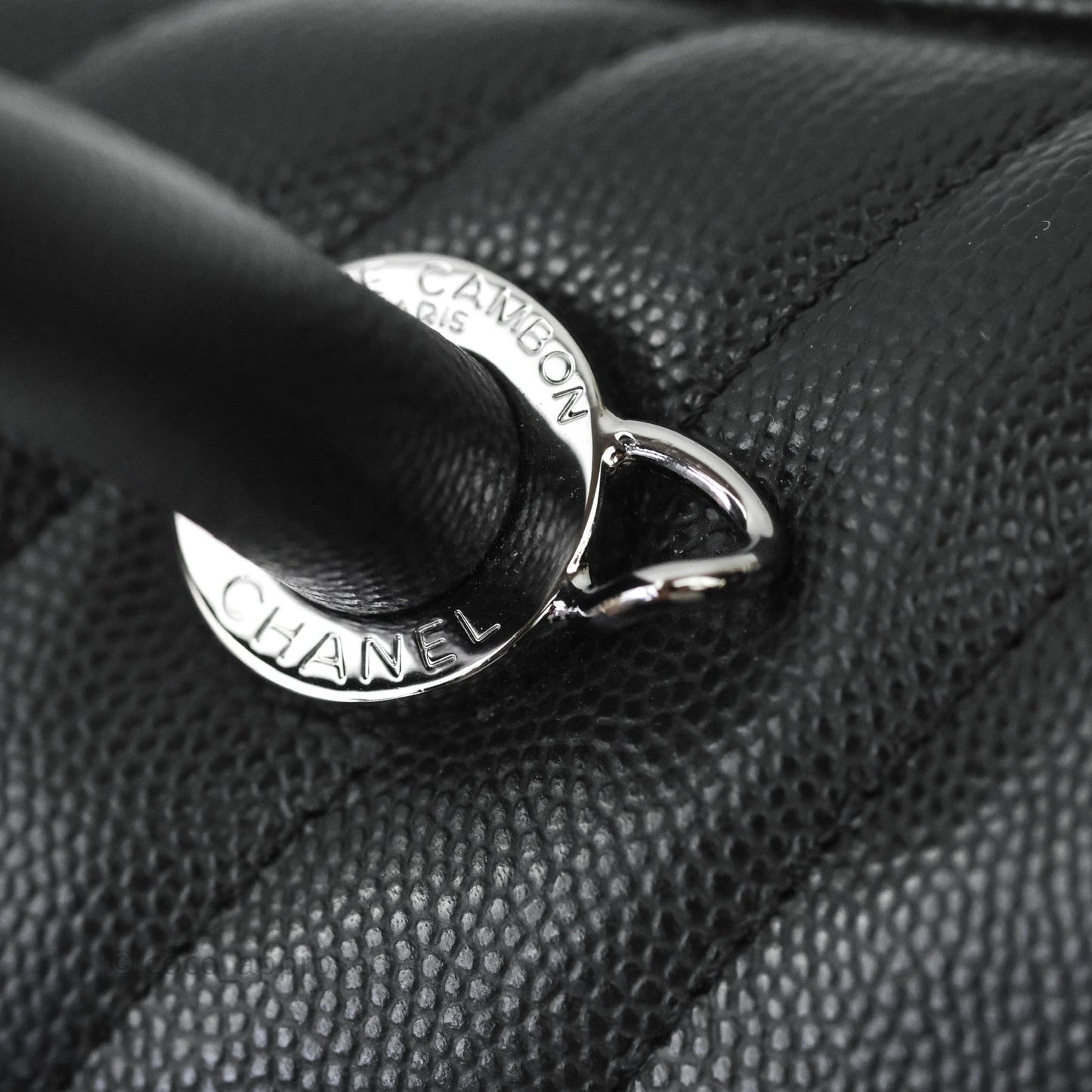 Chanel Mini (Small) Coco Handle Chevron Black Caviar Gun Metal Hardware