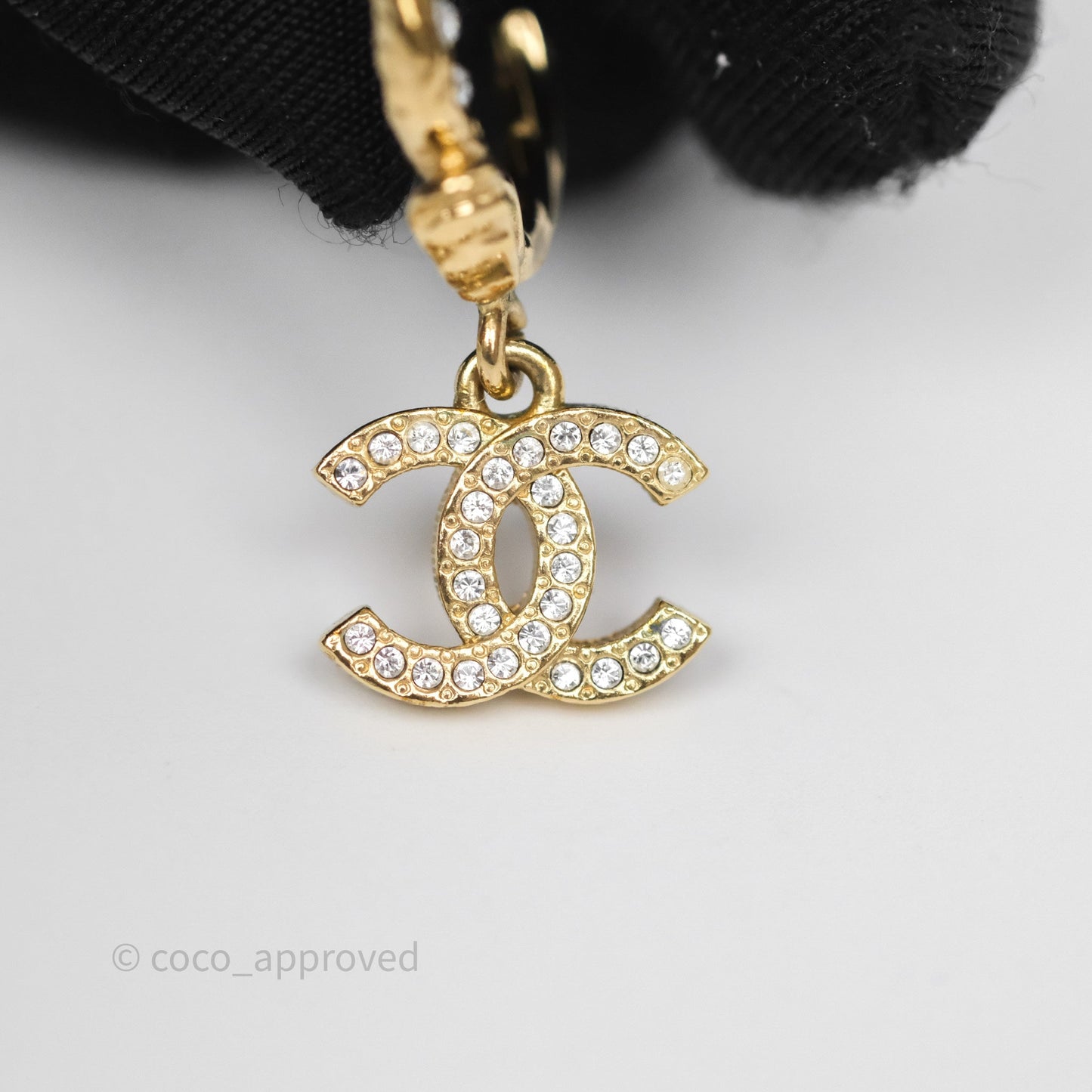 Chanel CC Crystal Hoop Earrings Gold Tone 23V
