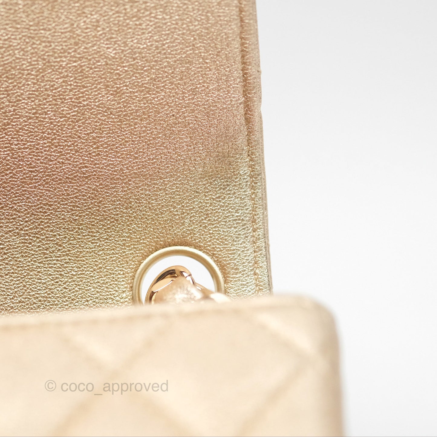Chanel Quilted Mini Square Iridescent Gold Lambskin Gold Hardware 21P
