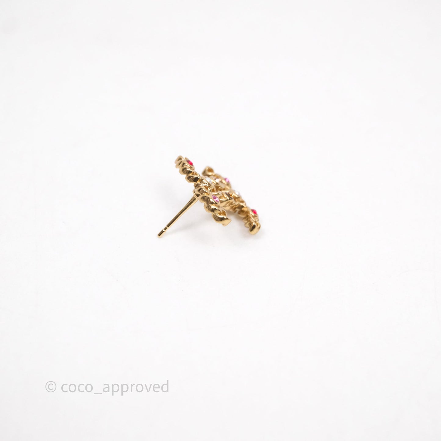 Chanel CC Crystal Pearl Earrings Gold Tone 21P