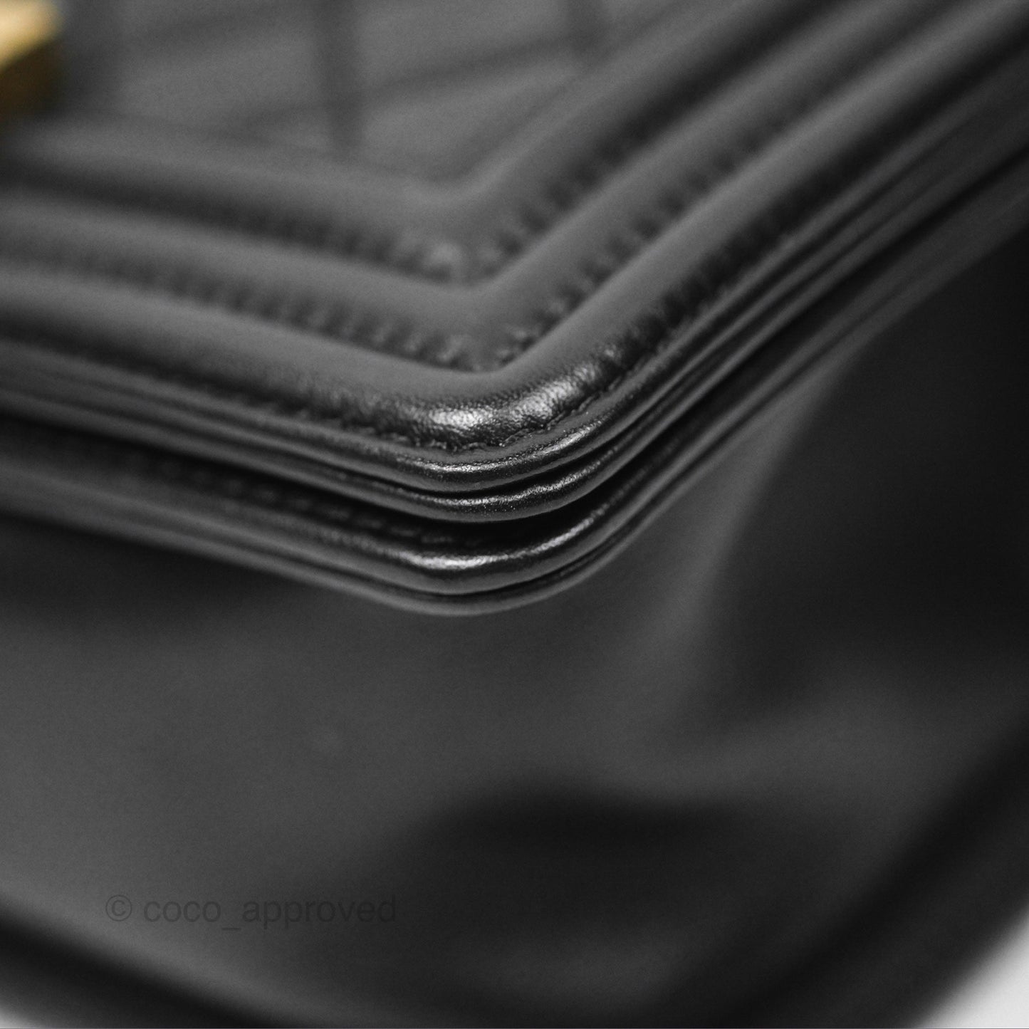 Chanel Small Boy Black Calfskin Aged Gold Hardware