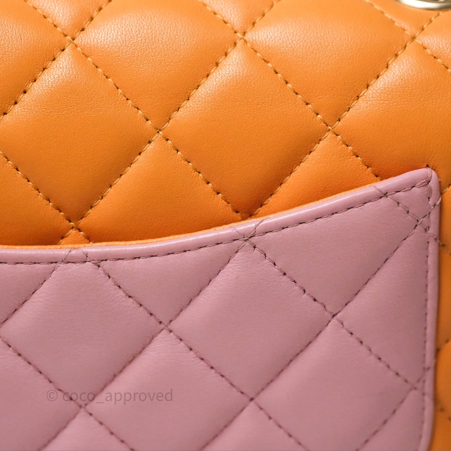 Chanel Quilted Mini Rectangular Flap Tri-Color Orange/Yellow/Pink Lambskin Gold Hardware