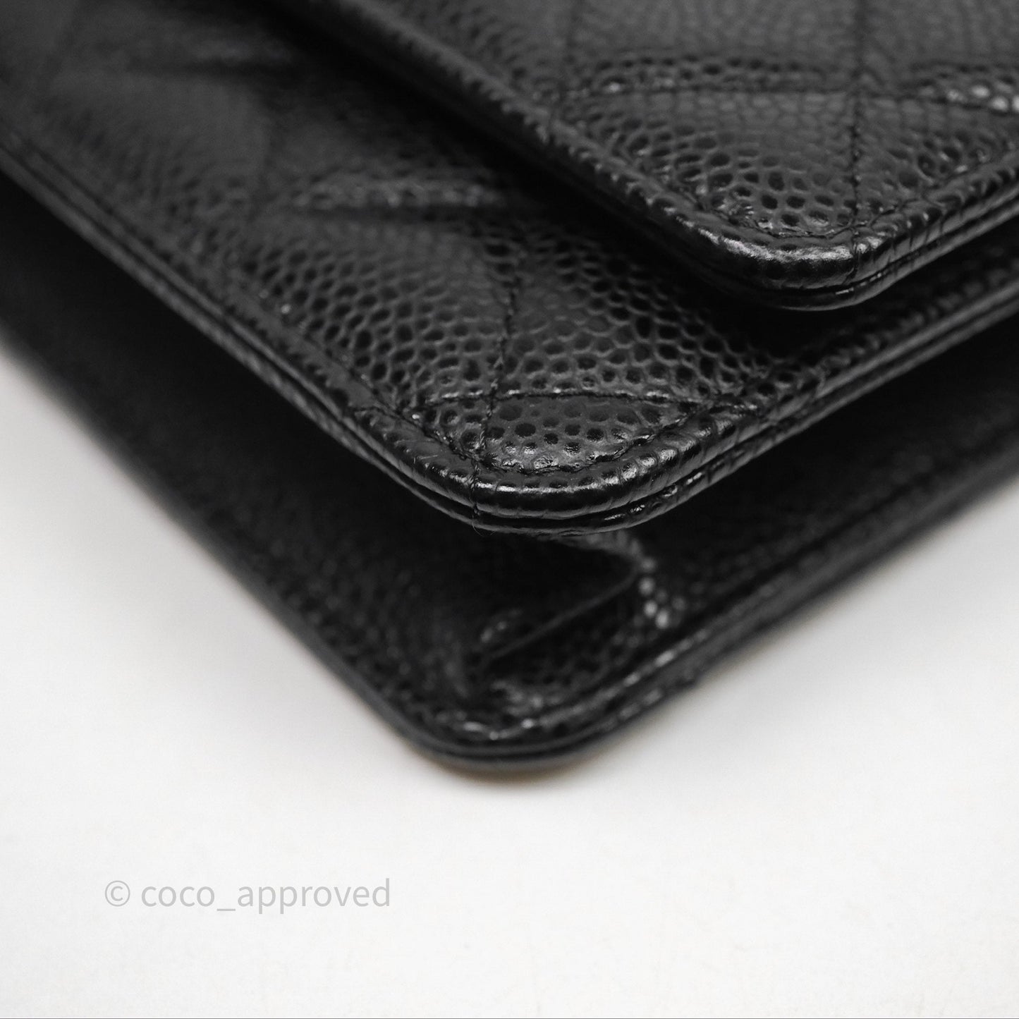 Chanel Classic Quilted Wallet On Chain WOC Black Caviar Gold Hardware