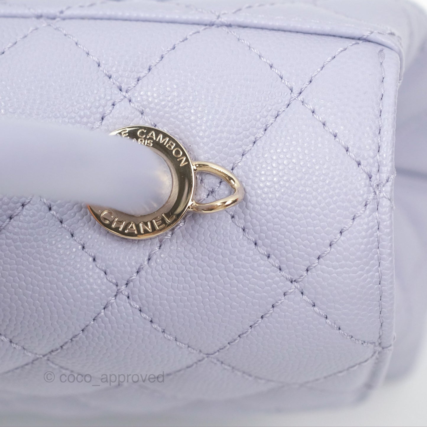 Chanel Small Coco Handle Lilac Caviar Gold Hardware