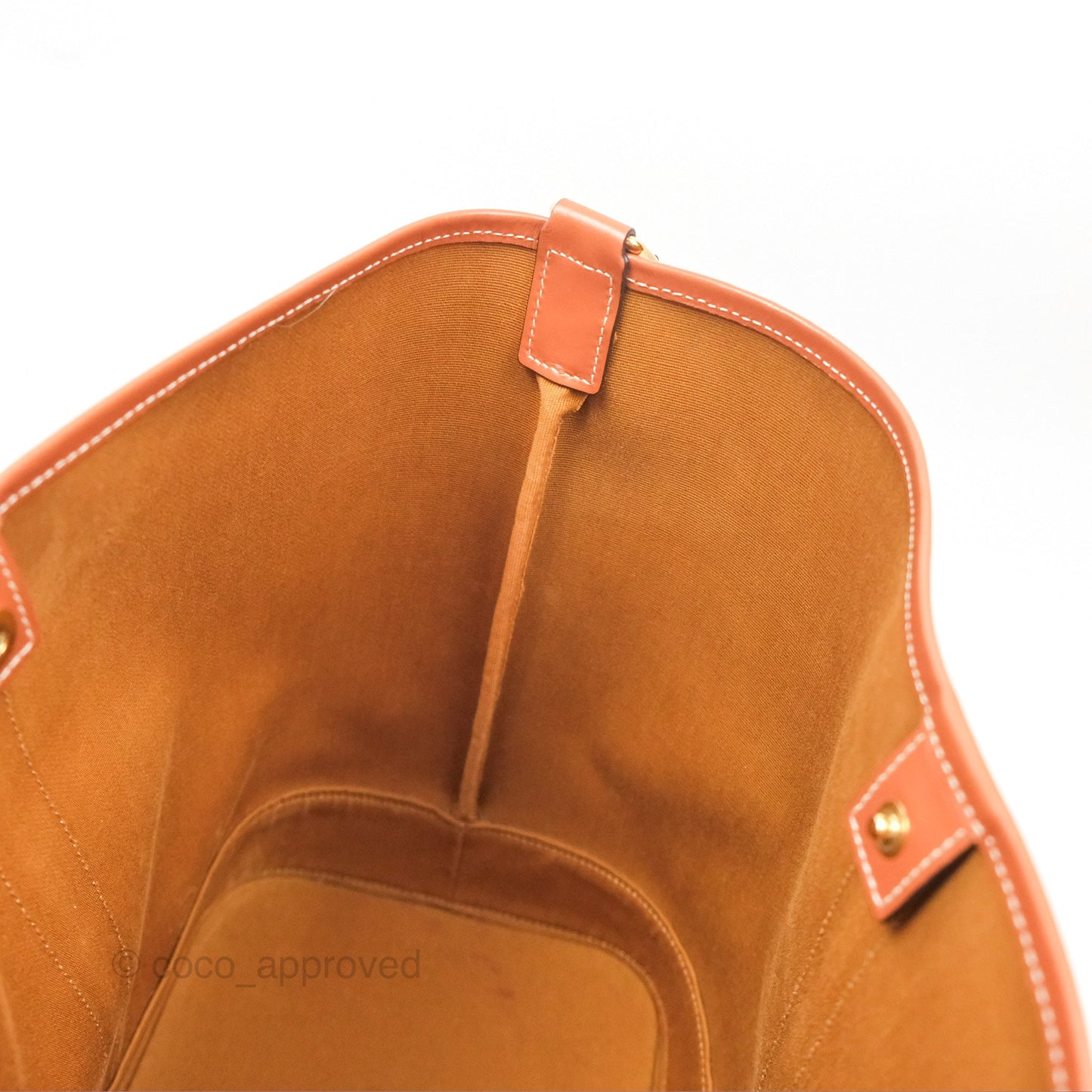 Celine Medium Bucket Bag Triomphe Canvas Tan Calfskin