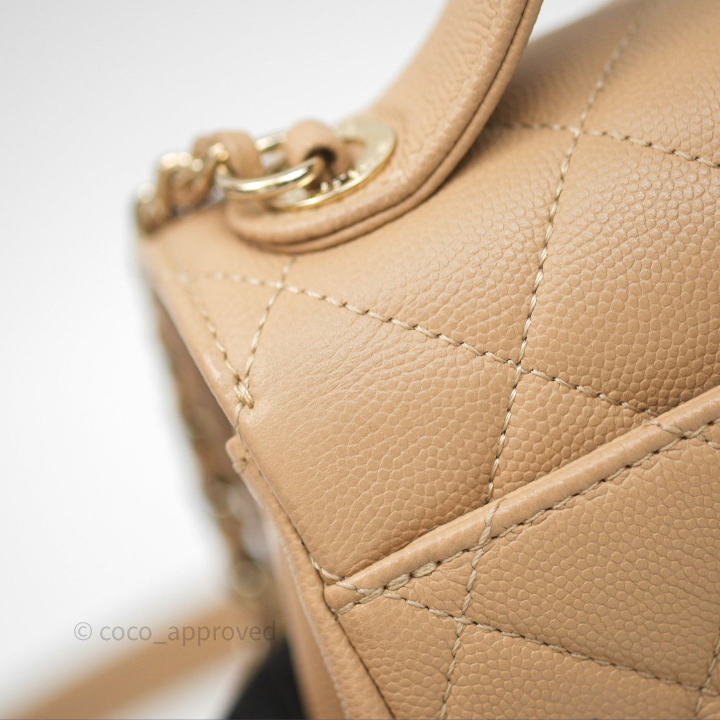 Chanel Quilted Small Business Affinity Flap Beige Caviar Gold Hardware
