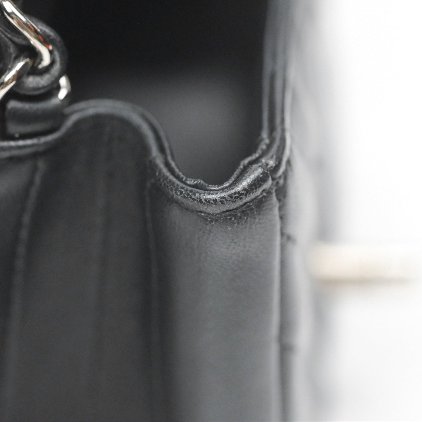Chanel Mini Square Black Chevron Lambskin Silver Hardware