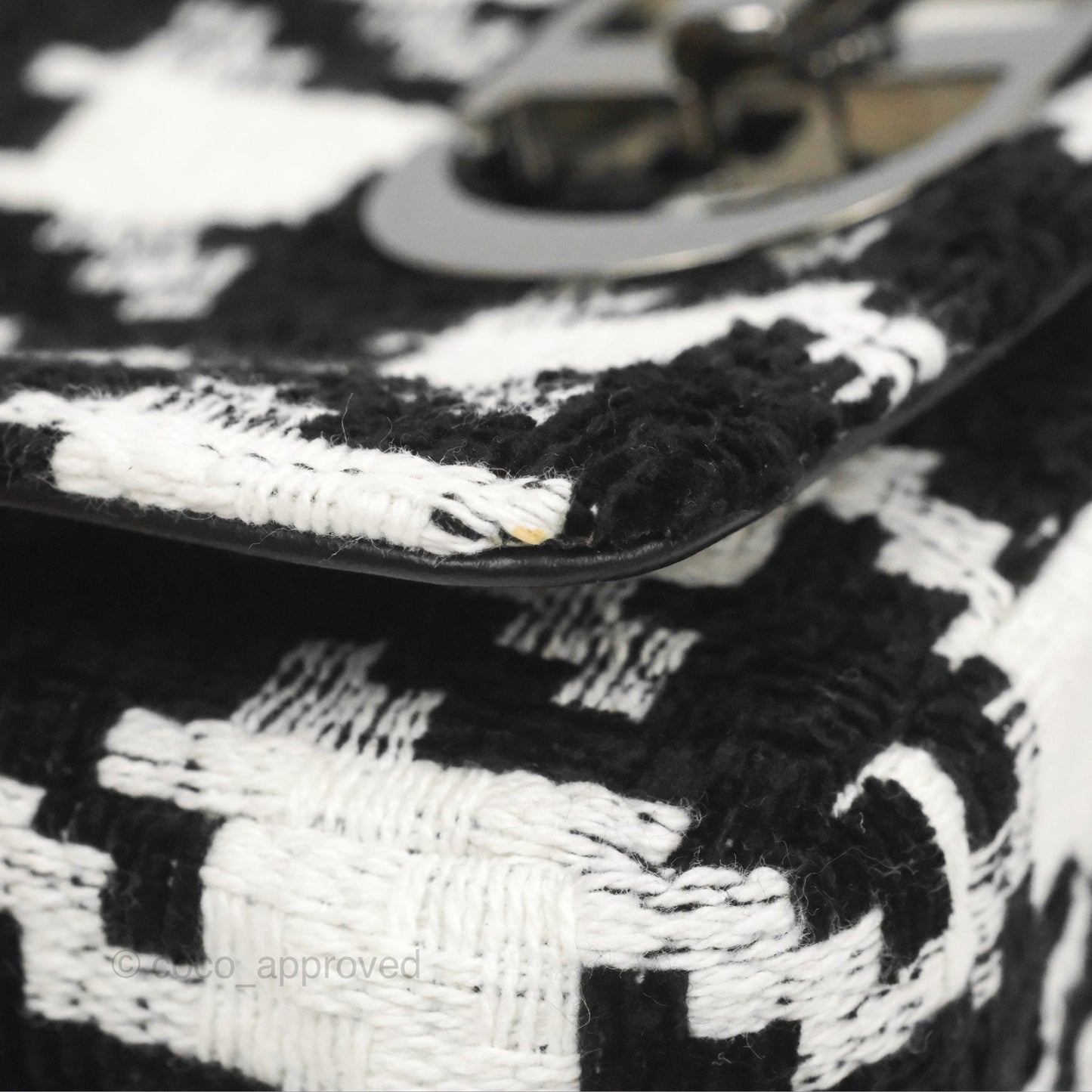 Dior Small Caro Bag Black & White Macro Houndstooth Fabric