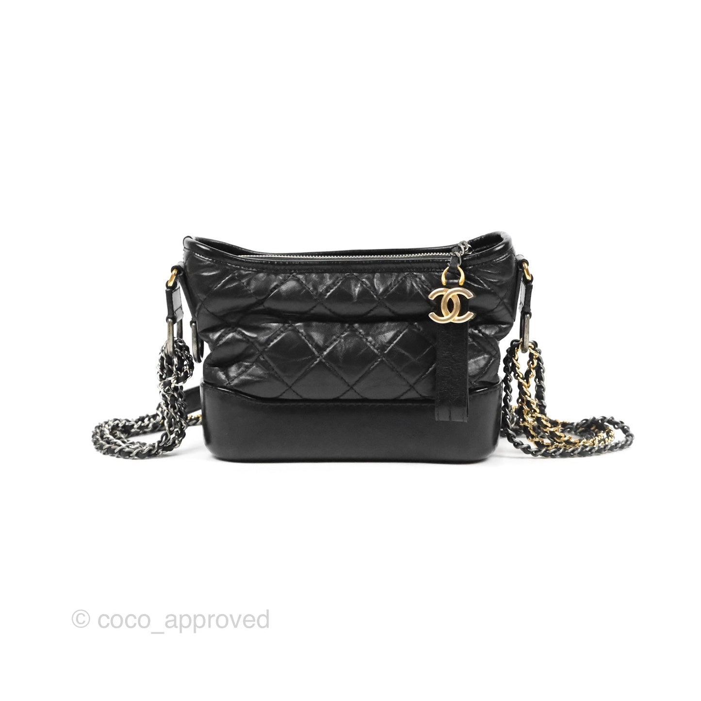 Chanel Small Gabrielle Hobo Quilted Black Aged Calfskin