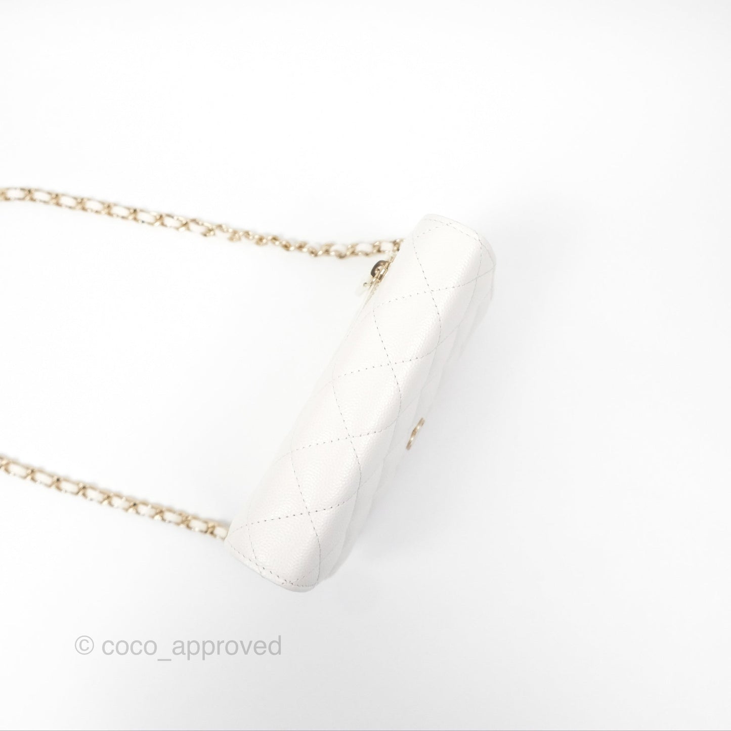 Chanel Quilted Mini Wallet on Chain WOC Ivory Caviar Gold Hardware