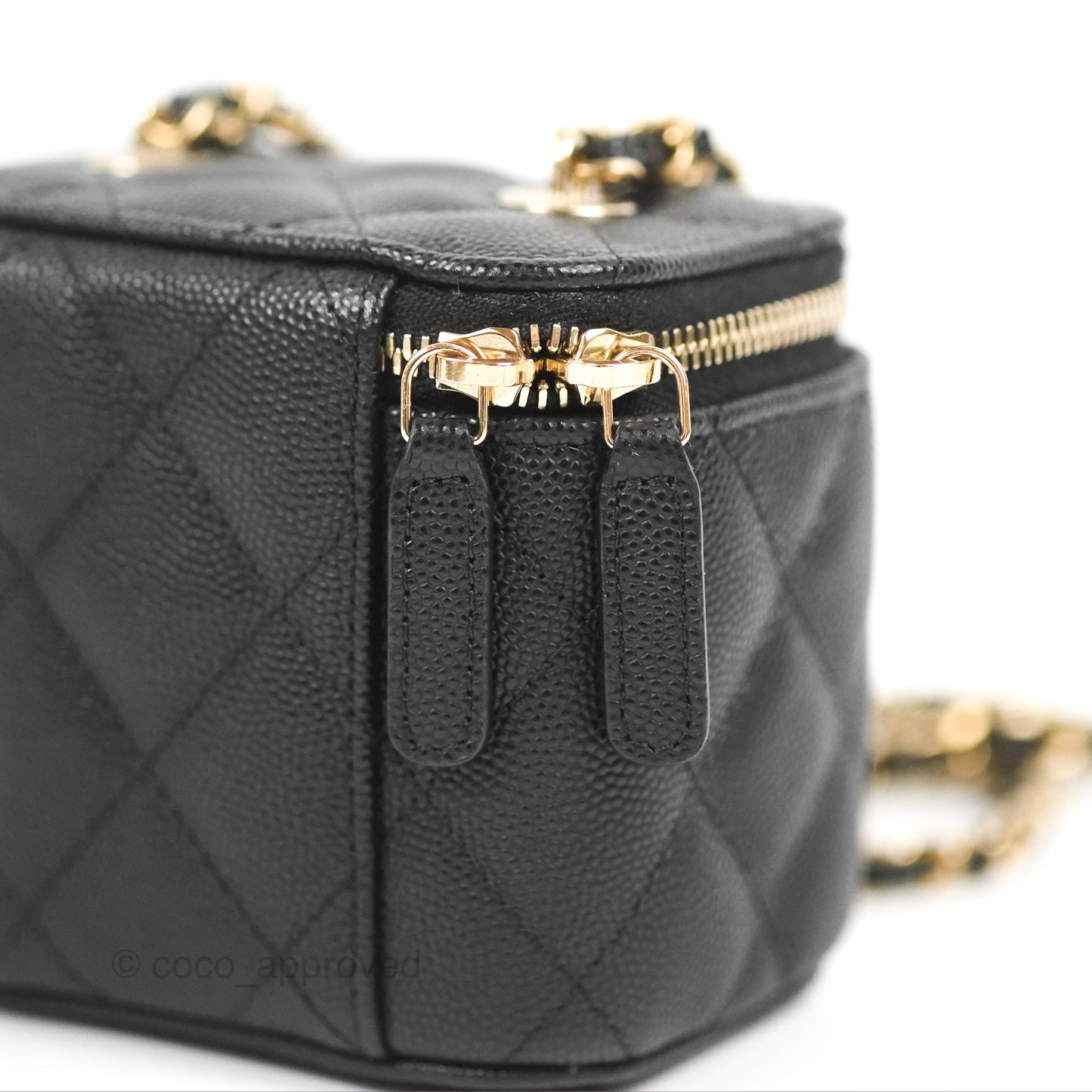 Chanel Mini Vanity With Chain Black Caviar Gold Hardware