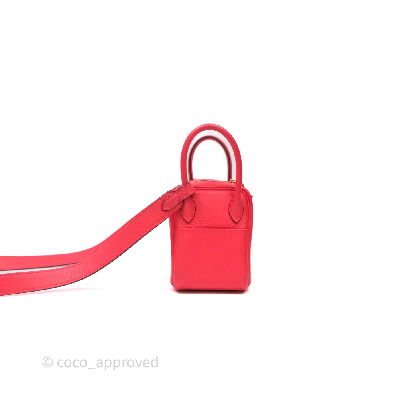 Hermès Mini Lindy 0E Rose Texas Clemence Gold Hardware