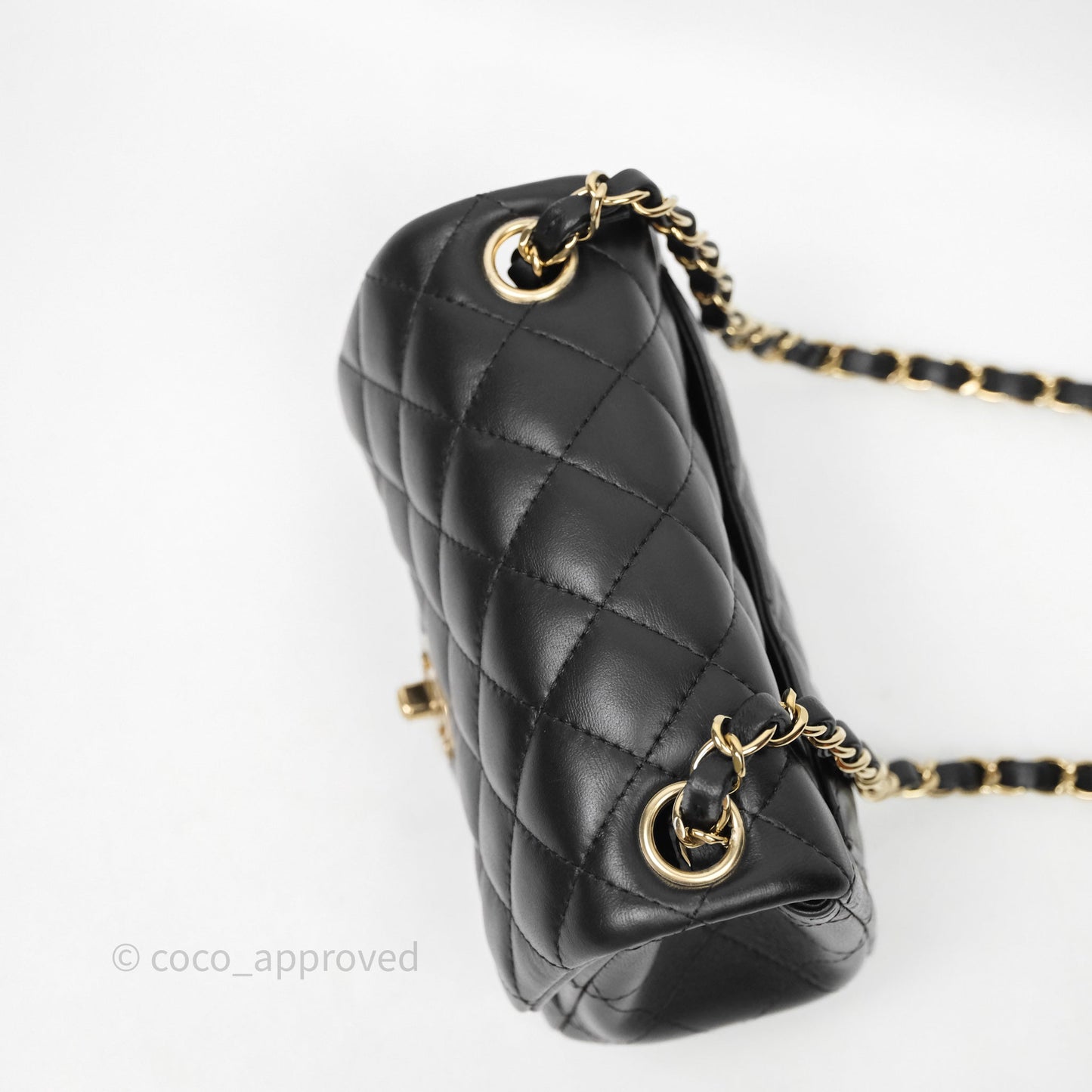 Chanel Mini Square Quilted Black Lambskin Gold Hardware