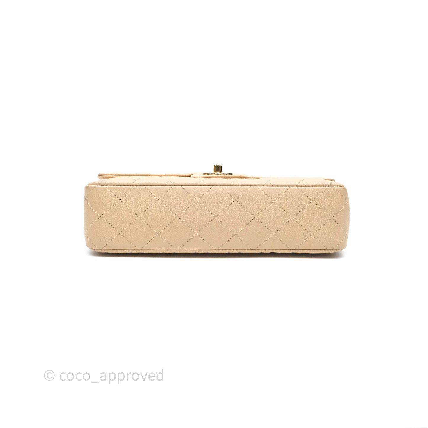 Chanel M/L Medium Classic Flap Quilted Beige Caviar Gold Hardware