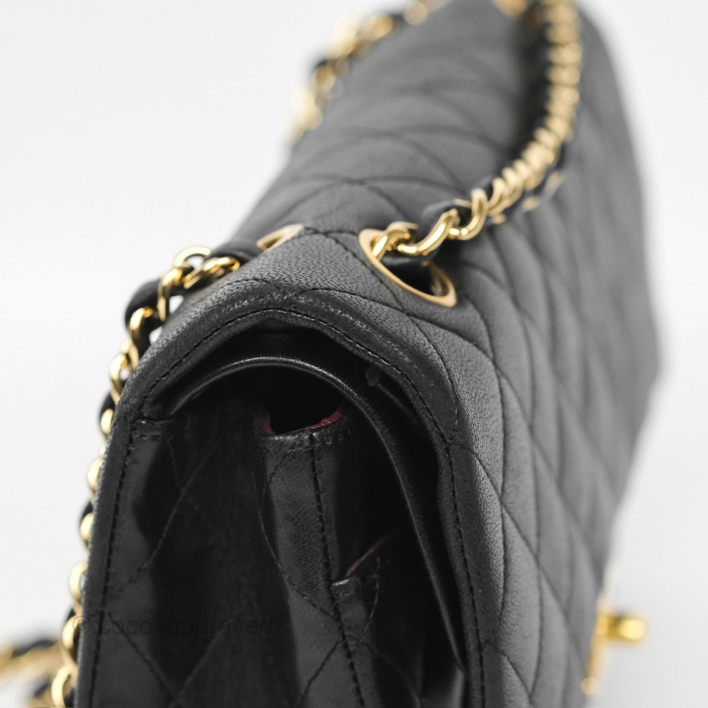 Chanel Classic M/L Medium Flap Quilted Black Lambskin Gold Hardware